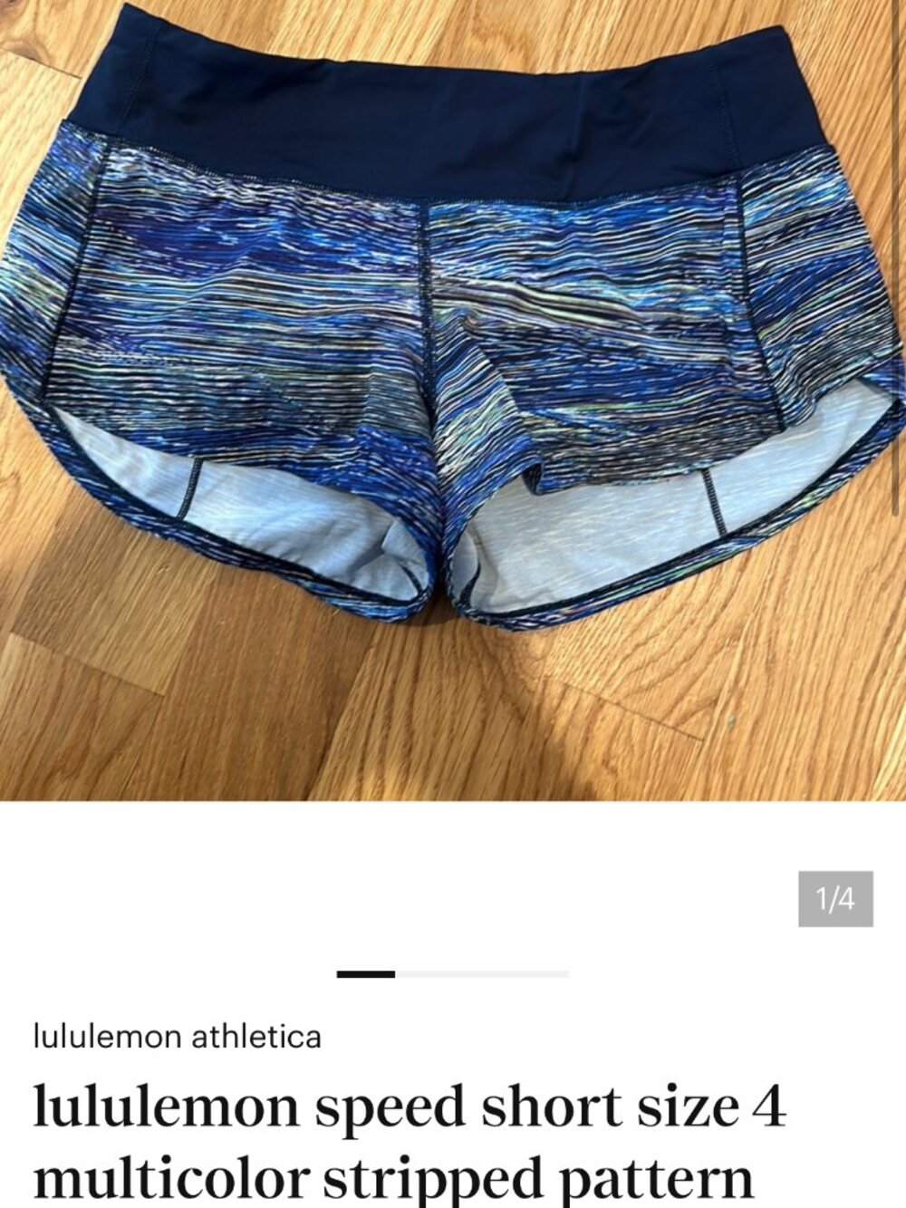 Lululemon Multi-Blue Speed Shorts with Navy Waistband Women’s 4 - Picture 6 of 6